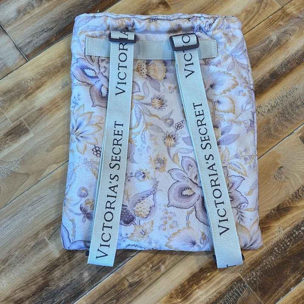 Victoria Secret Floral Lavender and Cream Beach Towel Backpack